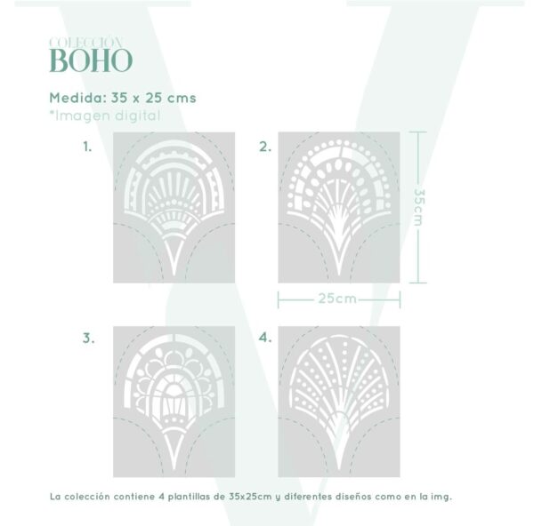 Plantillas para pintar, Vamarú Stencils, Colección Boho 40x30cm, 4und - Imagen 2