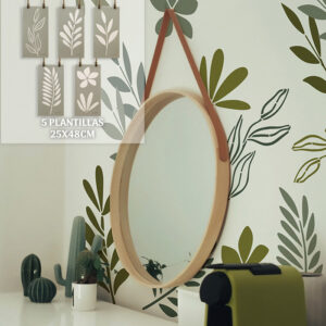 Plantillas para pintar, Vamarú Stencils, Colección Botánico 48x25cm, 5und