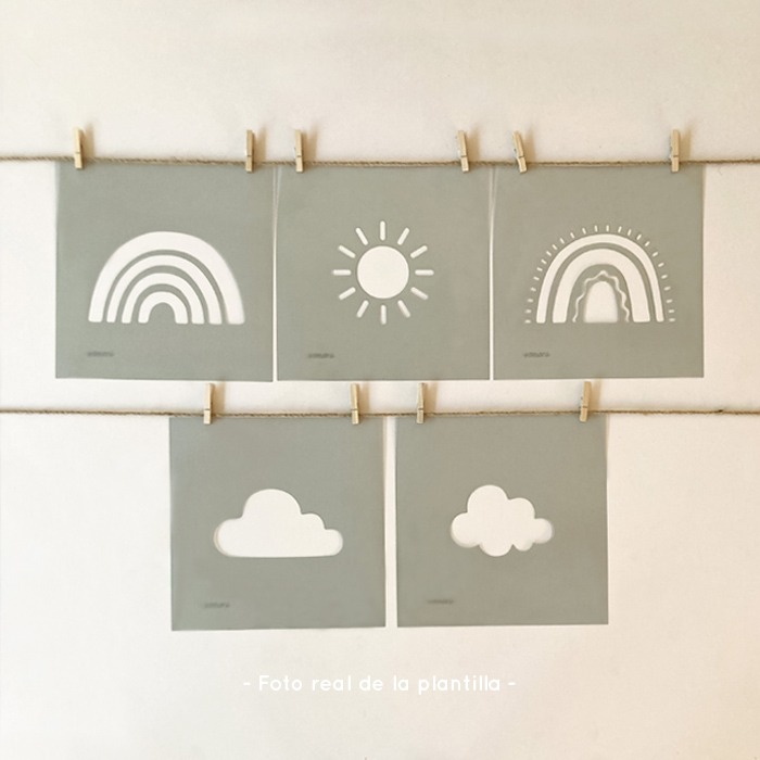 Plantillas para pintar, Vamarú Stencils, Colección Arcoíris 25x25cm, 5und - Imagen 3