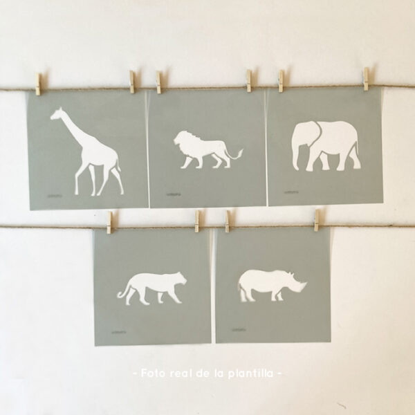Plantillas para pintar, Vamarú Stencils, Colección Safari 25x25cm, 5und - Imagen 4