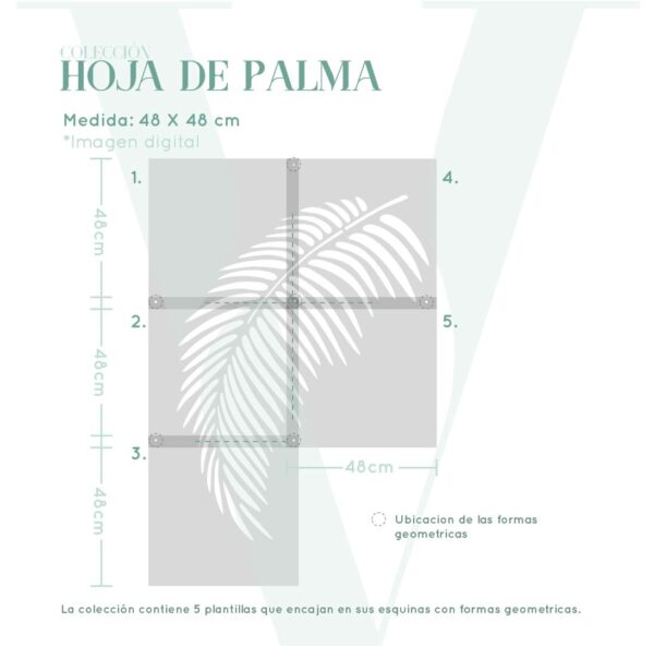 Plantillas para pintar, Vamarú Stencils, Colección Hoja de palma 48x48cm, 5und - Imagen 2