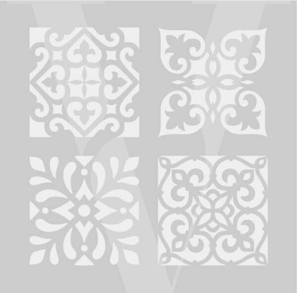 Plantillas para pintar, Vamarú Stencils, Colección Mosaico 25x25cm, 4und - Imagen 4