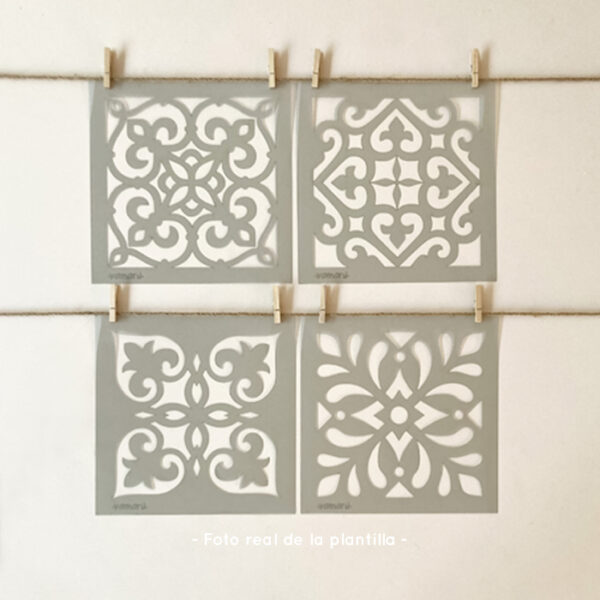 Plantillas para pintar, Vamarú Stencils, Colección Mosaico 25x25cm, 4und - Imagen 3