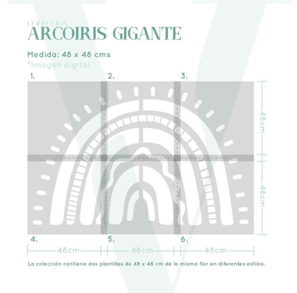 Plantillas para pintar, Vamarú Stencils, Colección Arcoíris gigante 48x48cm, 6und - Imagen 2
