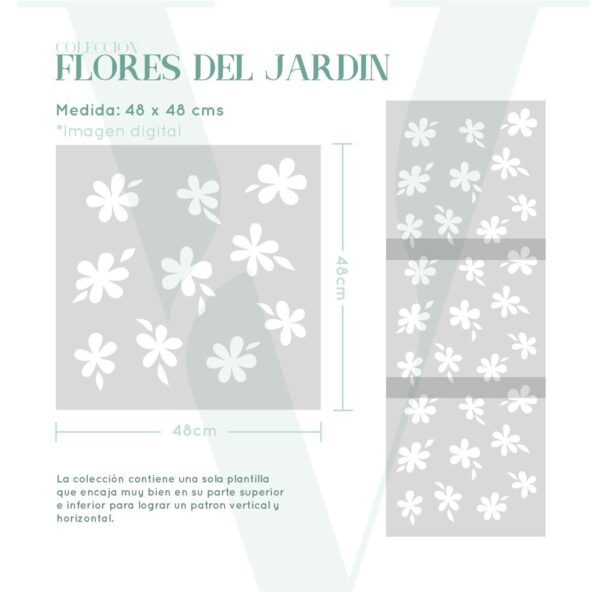 Plantillas para pintar, Vamarú Stencils, Colección Flores del Jardín 48x48cm, 1und - Imagen 2