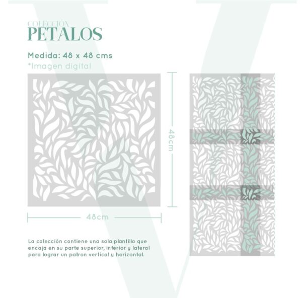 Plantillas para pintar, Vamarú Stencils, Colección Pétalos 48x48cm, 1und - Imagen 2