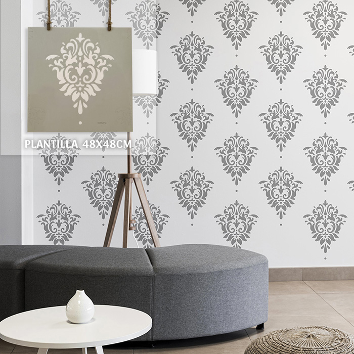 Plantillas para pintar, Vamarú Stencils, Colección Damasco 48x48cm, 1und