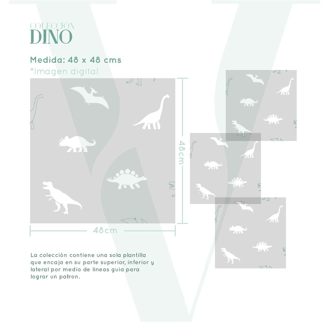 Plantillas para pintar, Vamarú Stencils, Colección Dino 48x48cm, 1und - Imagen 2