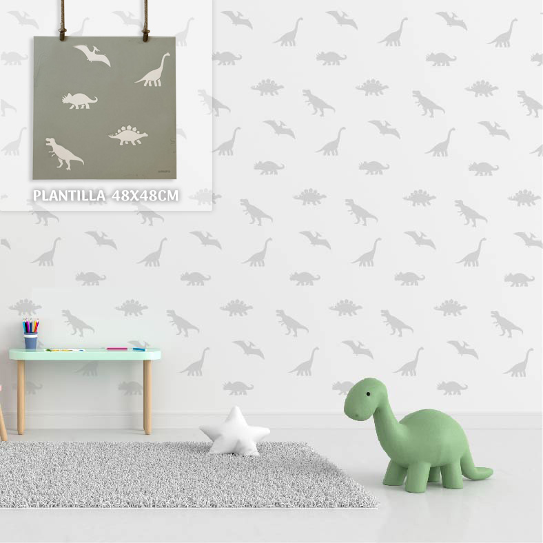 Plantillas para pintar, Vamarú Stencils, Colección Dino 48x48cm, 1und