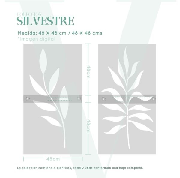 Plantillas para pintar, Vamarú Stencils, Colección Silvestre 48x48cm, 4und - Imagen 2