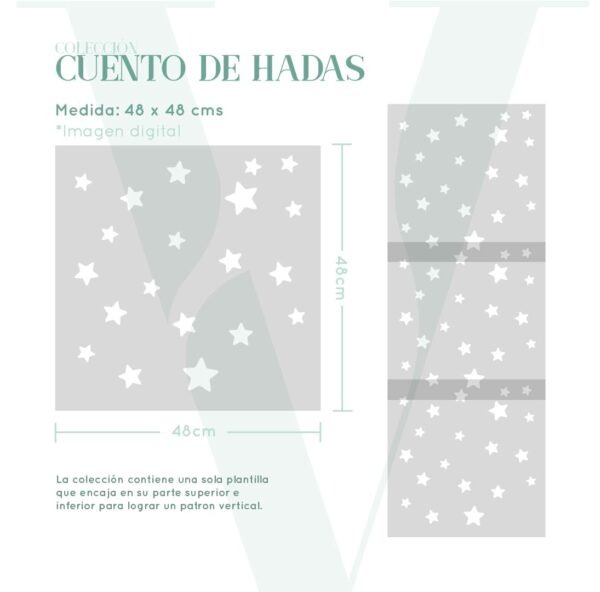 Plantillas para pintar, Vamarú Stencils, Colección Cuento de hadas 48x48cm, 1und - Imagen 2