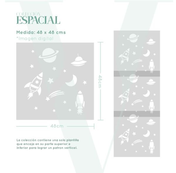 Plantillas para pintar, Vamarú Stencils, Colección Espacial 48x48cm, 1und - Imagen 2
