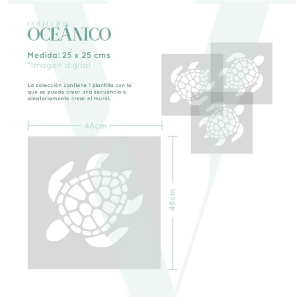 Plantillas para pintar, Vamarú Stencils, Colección Oceanico 48x48cm, 1und - Imagen 2