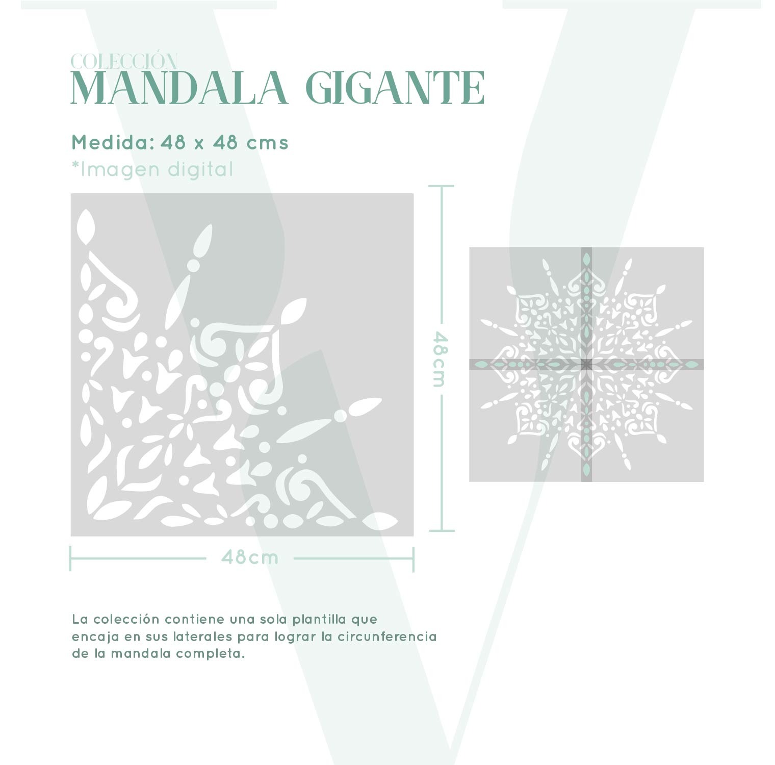 Plantillas para pintar, Vamarú Stencils, Colección Mandala gigante 48x48cm, 1und - Imagen 2