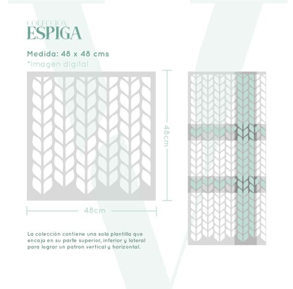 Plantillas para pintar, Vamarú Stencils, Colección Espiga 48x48cm, 1und - Imagen 2