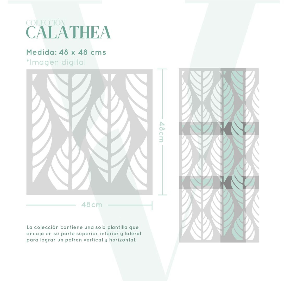 Plantillas para pintar, Vamarú Stencils, Colección Calathea 48x48cm, 1und - Imagen 2
