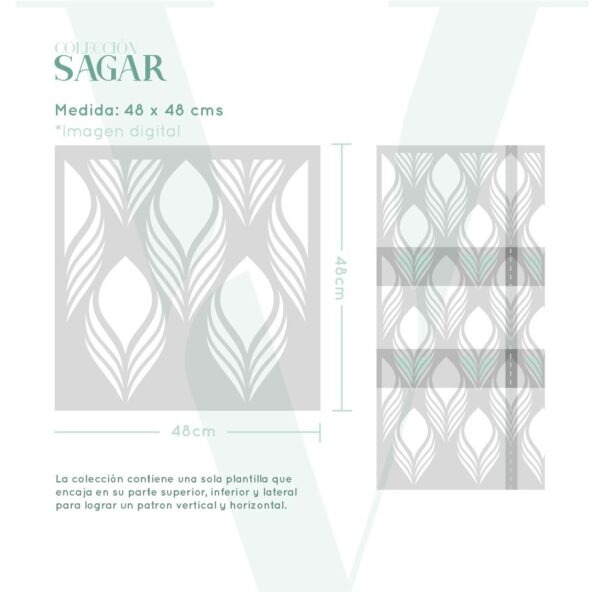 Plantillas para pintar, Vamarú Stencils, Colección Sagar 48x48cm, 1und - Imagen 2