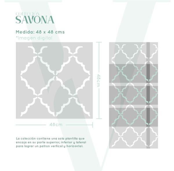 Plantillas para pintar, Vamarú Stencils, Colección Savona 48x48cm, 1und - Imagen 2