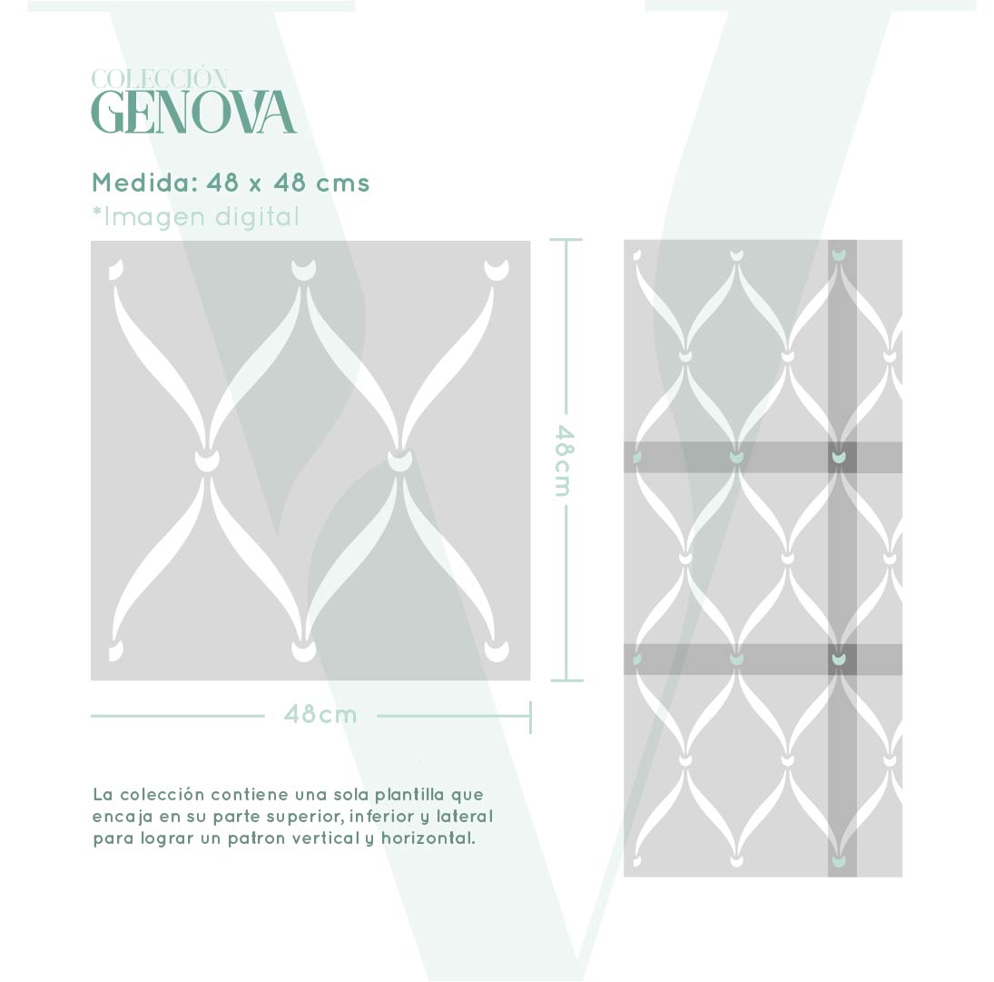 Plantillas para pintar, Vamarú Stencils, Colección Genova 48x48cm, 1und - Imagen 2