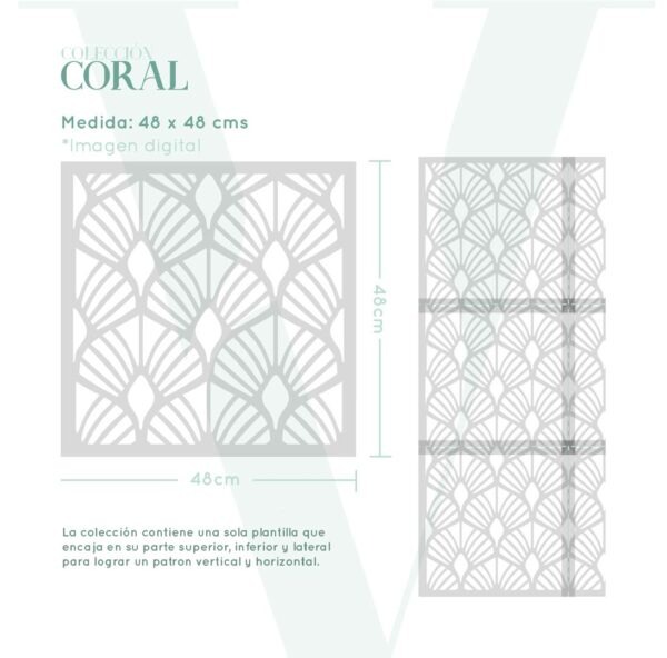 Plantillas para pintar, Vamarú Stencils, Colección Coral 48x48cm, 1und - Imagen 2