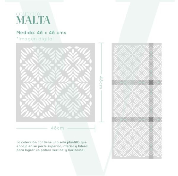 Plantillas para pintar, Vamarú Stencils, Colección Malta 48x48cm, 1und - Imagen 2