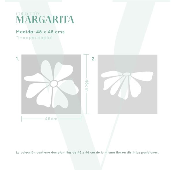 Plantillas para pintar, Vamarú Stencils, Colección Margarita 48x48cm, 2und - Imagen 2
