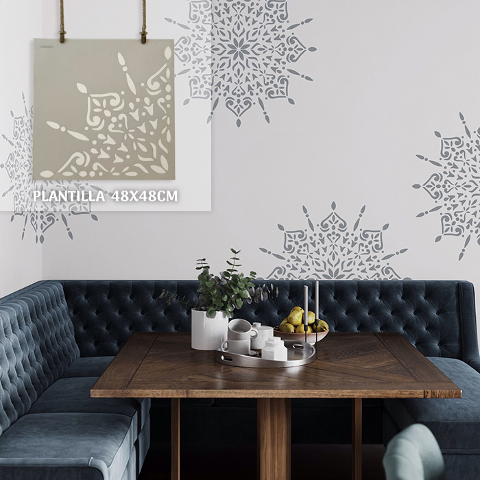 Plantillas para pintar, Vamarú Stencils, Colección Mandala gigante 48x48cm, 1und